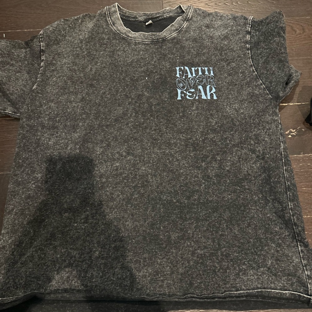 Black Graphic T-Shirt with Blue Text